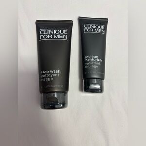 CLINIQUE FOR MEN New/Sealed 6.7 oz Face Wash and 3.4 oz Anti-Age Moisturizer